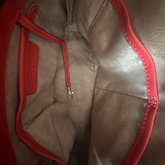 Michael Kors Red Saffiano Leather Satchel Gold-Tone Hardware & Detachable Strap - Picture 5 of 12